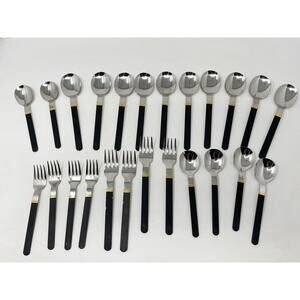 Vintage Sasaki Vignelli Japan Rigadin Matte Black Flatware Mixed Lot of 24